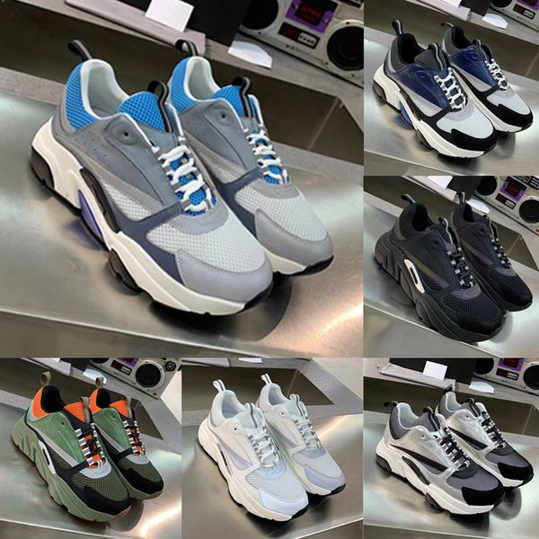 

designer sneakers b22 casual shoes knit retro patchwork trainer men women calfskin platform sneaker obliques white technical shoe size 36-47, Black
