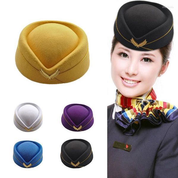 Boinas sentidas aerodinâmica Party Party Cosplay Wool Air Hostesses Beret Chapé