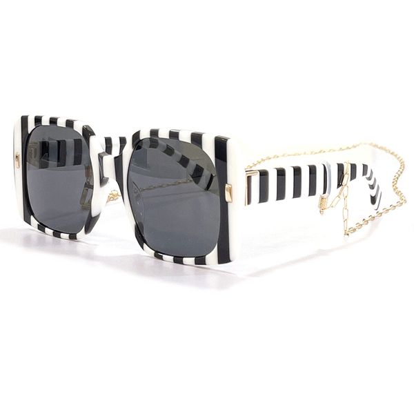 2022 Novo Quadrado Acetato Wrap Sunglasses Mulheres Luxury Marca Óculos Decorativos Oculos Com Corrente AntiGid Gold