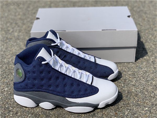 

2022 13 flint grey-white-university blue gigi 13s 3m reflective real carbon fiber men basketball shoes basketballs sneakers with box