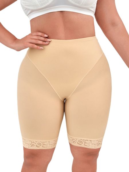 

plus contrast lace shapewear panty x0qc#, Black;white