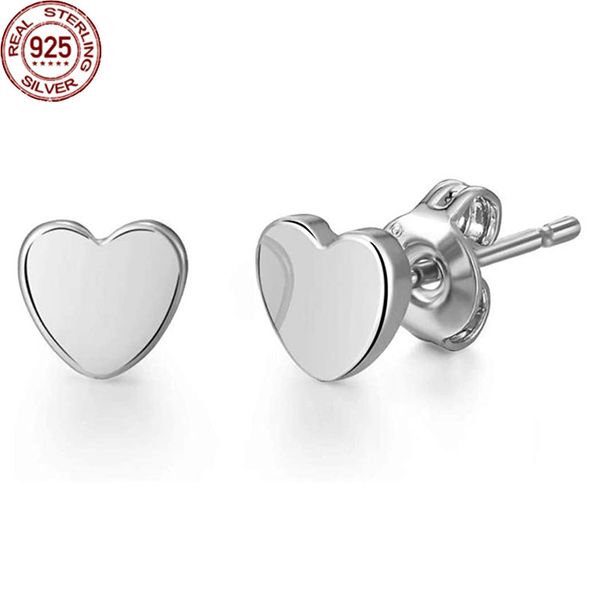 

2022 925 silver simple female smooth face heart-shaped earrings charm girl bridal, Golden