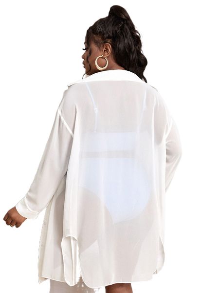 

casual dresses plus plain button front split kimono mtg93g#, Black;gray