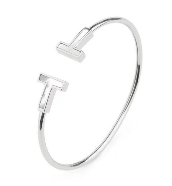 

bangle tiffjia bracelets luxury designer silver fritillary bracelet women's doublet series coil opening bracelet set with diamond engag, Black