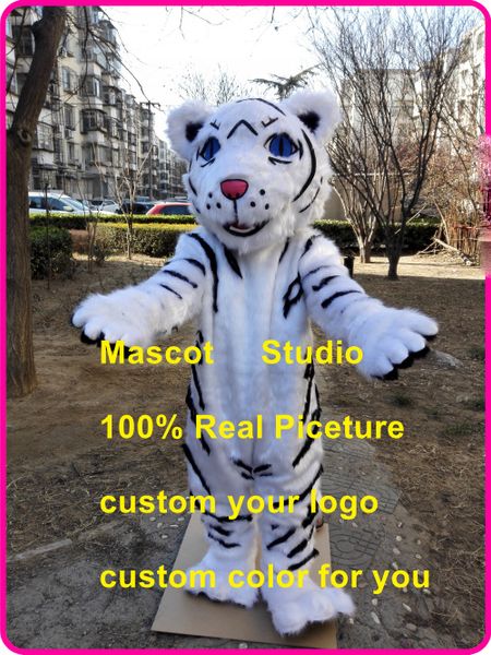 Tigre White Mascot Traje Tigre de Pelúcia Bub Fato Fantasia Personalizado Costume Anime Kit Mascotte Tema Fantasia Vestido Carnaval 41618