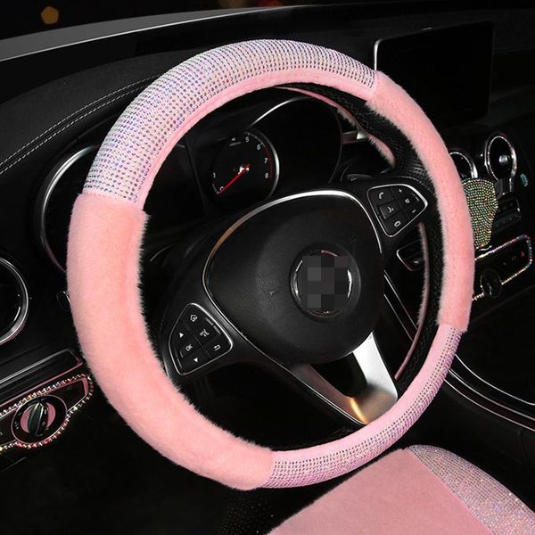 Coprivolanti Accessori per auto scintillanti Copertura in peluche con diamanti per donna Decorazione universale per console centrale con strass da 15 polliciSteering