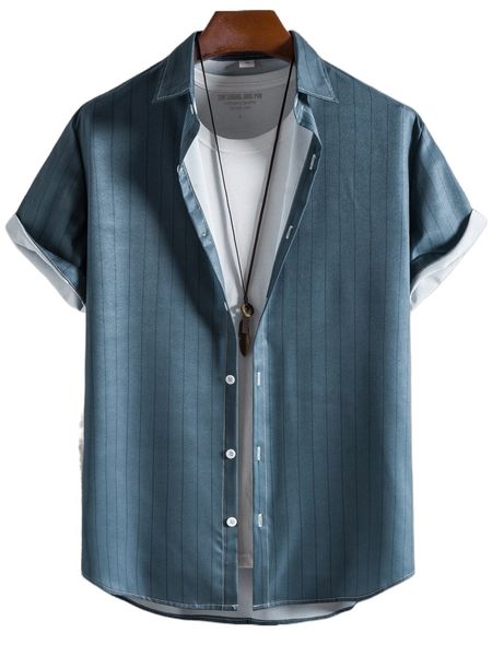 

men random striped button front shirt without tee d2n8#, White;black