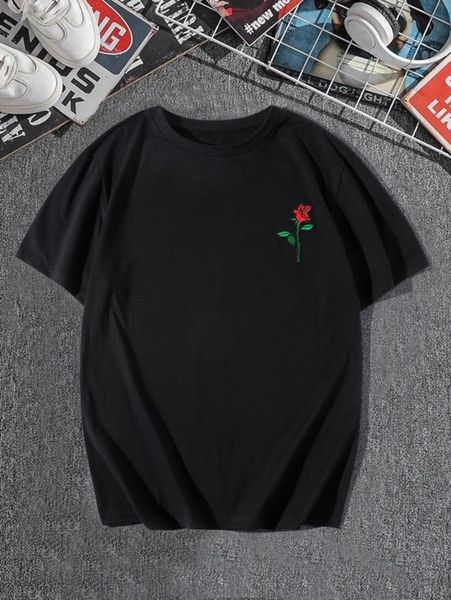 

men floral print round neck tee e9u8#, White;black