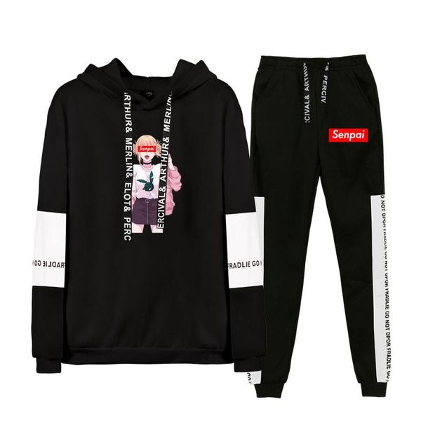 Erkek Hoodies Sweatshirts Senpai 2d İki Parça Set Kadınlar/Erkekler Uzun Kollu Pantolon Moda Günlük Modaya Giyim Sonbahar Sonbahar Çocuk/Kız Spor Giyim