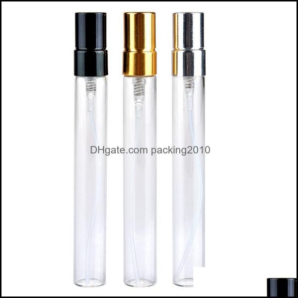 300pcs 10ml garrafas de spray transparentes pequenos atomizador de vidro vazio por alum￭nio 10cc amostra parfum entrega 2021 Escola de embalagem Escola B