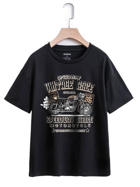 

slogan graphic drop shoulder t-shirt o0ww#, White