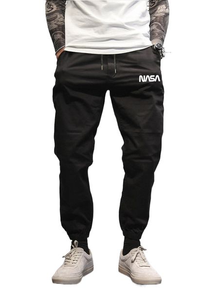 

men letter graphic drawstring waist pants l4av#, Black