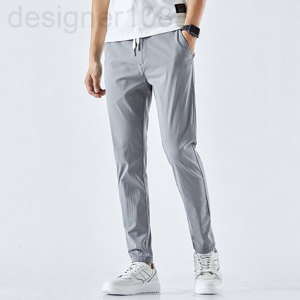 

men's pants designer 2022 summer casual capris men's loose large trendy grey pants youth versatile slim pants thin style zzyt, Black