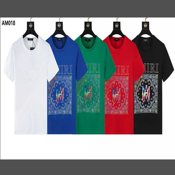 

2022 amirs men's t shirt quality designer street short sleeve casual hip hop streetwear t-shirt, White;black