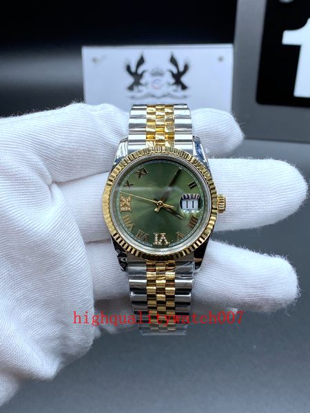

new version watches 36mm green dial two tone gold stainless steel bracelet bp 2813 movement 126233 126231 automaticladies watch women's, Slivery;brown