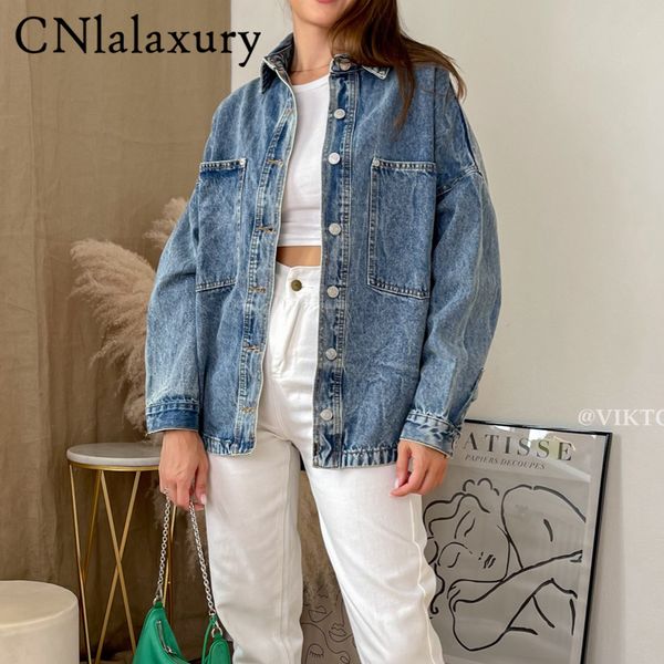 

cnlaalxury jean jacket female clothes oversized denim coat spring fall jeans jackets for women solid casual 220809, Black;brown