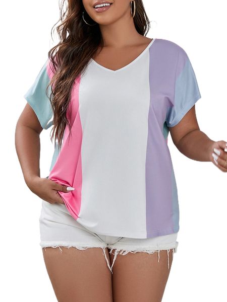 

plus color block dolman sleeve tee e3wy#, Black