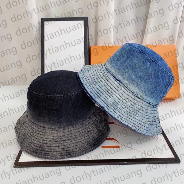 

summer denim bucket hats for women designer letter print sun hat baseball cap snap backs outdoor fishing dress men brimless fedora trucker c, Blue;gray