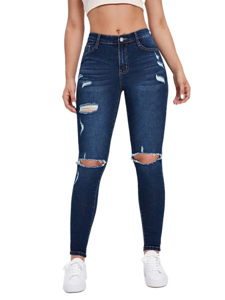 

washed ripped skinny jeans l0rs#, Blue