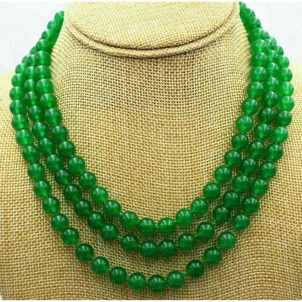 

6mm 8mm 10mm 12mm 3 emerald emerald round beads necklace aaa, Silver