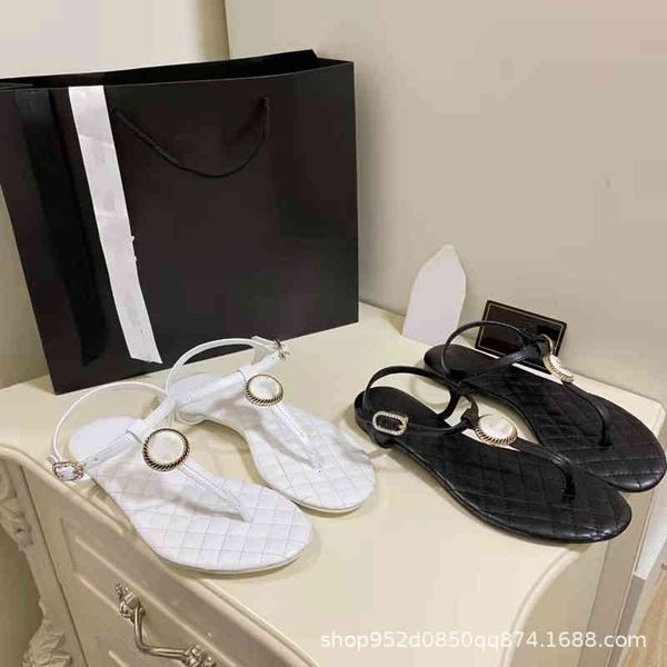 

sandals small fragrant wind clip toe sandals summer leisure fairy foot flat beach roman for external wear, Black