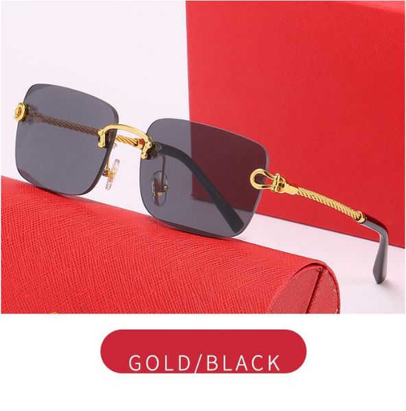

latest fashion men sunglasses sunshade glasses leopard head composite metal rimless optical frame sunglasses for women q06092