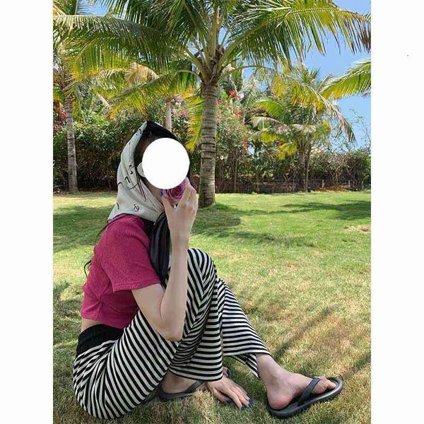 

women's pants & capris black and white forbidden area stripe versatile high waist casual pants design feeling loose thin children sprin, Black;white