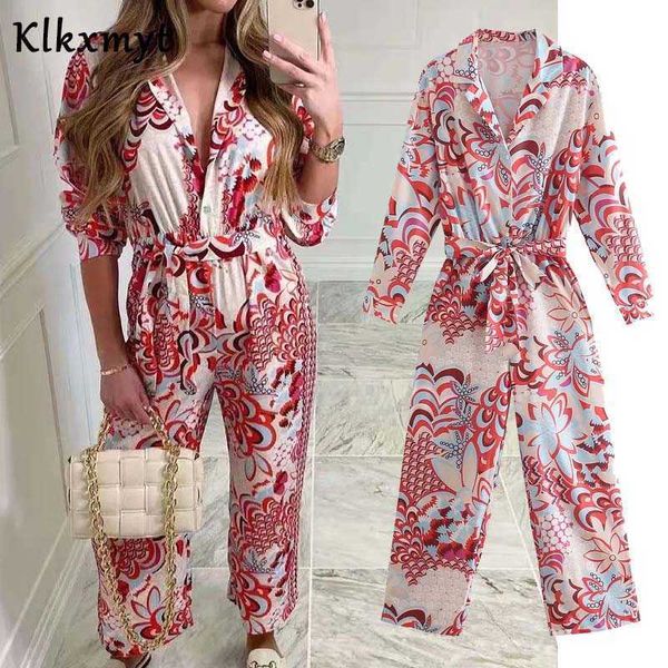 

klkxmyt za jumpsuit fashion print slim women s high waist casual chic street elegant 210527, Black;white