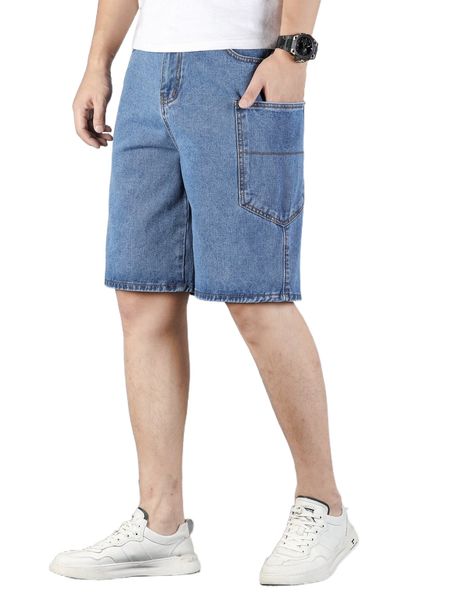 

men pocket patched denim shorts b0mb#, White;black