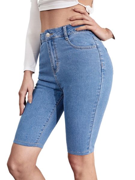 

high waist light washed denim shorts 26we#, White;black