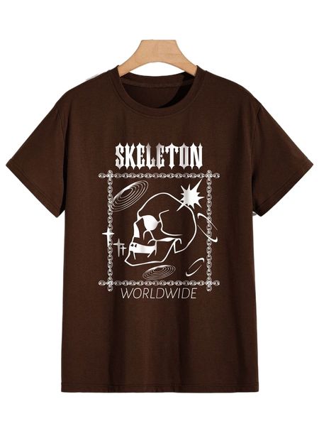 

romwe guys letter skeleton graphic tee 02ii#, White;black