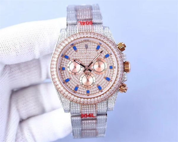 

montre de luxe 40mm-13.5mm luxury diamond watches mens watches 7750 mechanical movement sapphire glass precision steel case strap 904l 03, Slivery;brown