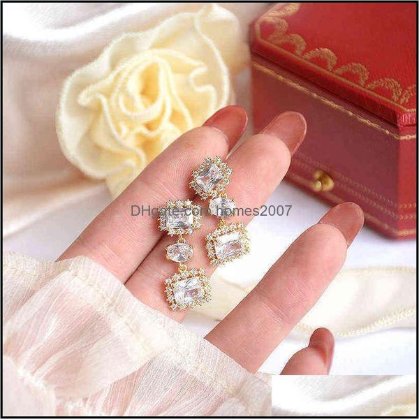 

earrings charm zircon simple square light luxury exquisite long shiny gift necklace for ladies 220117 drop delivery 2021 jewelry jrxoq, Golden