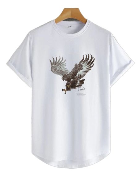 

men slogan & eagle print tee v8wy#, White;black