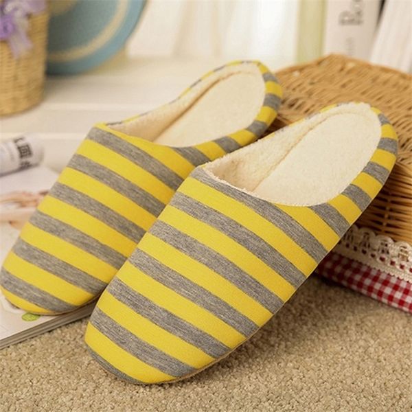 

women striped indoor nonslip warm autumn winter cotton floor slippers home shoes 220725, Black