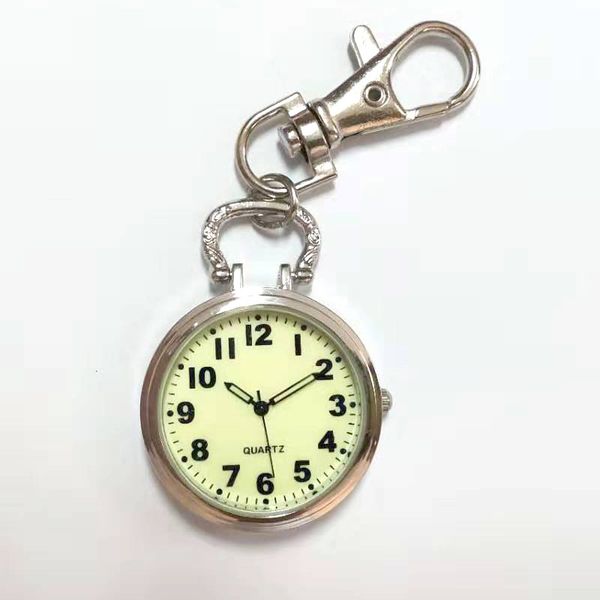 

10pcs mute simple portable mini keychain watch-1-2-6-98, Slivery;golden