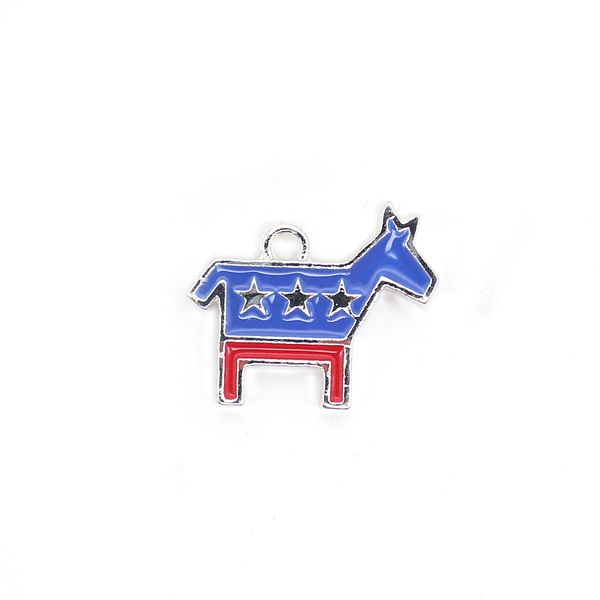 10 PCs/lote Pingente pequeno Pingente American Flag Horse Shape 4 de julho Dia da independência Dia Cristal Strass pingente charme para fabricação de jóias