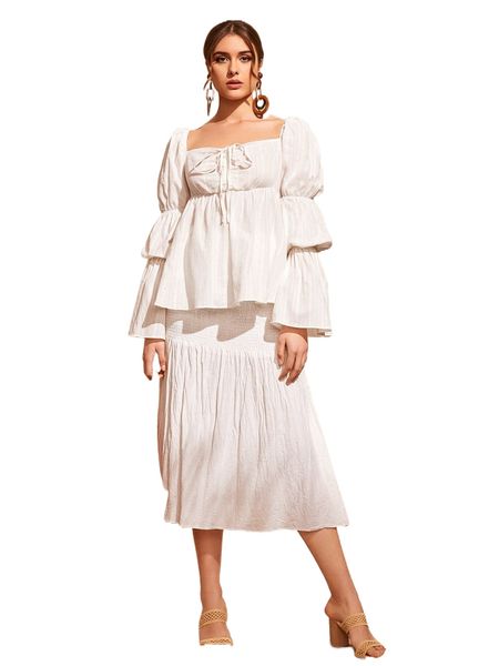 

f.lounce s.leeve t.ie f.ront p.eplum f4yu#, White