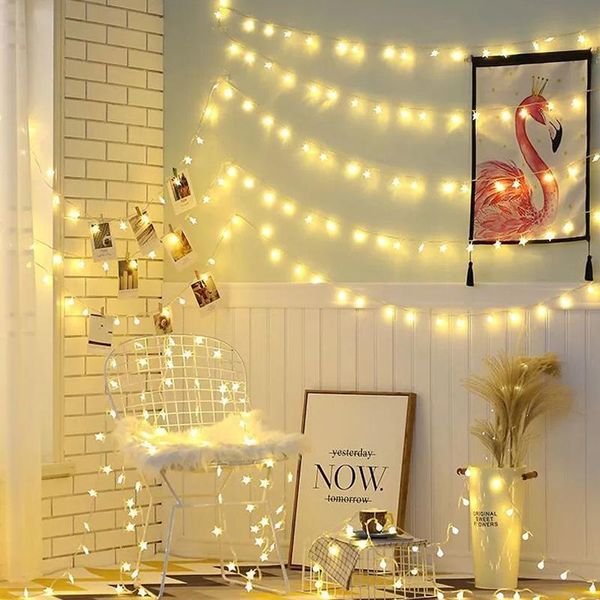 Stringhe String Lights 2M / 5M / 10M Ghirlanda per tende sulla finestra USB Funzionamento a batteria Decorazione natalizia Festa LED LED