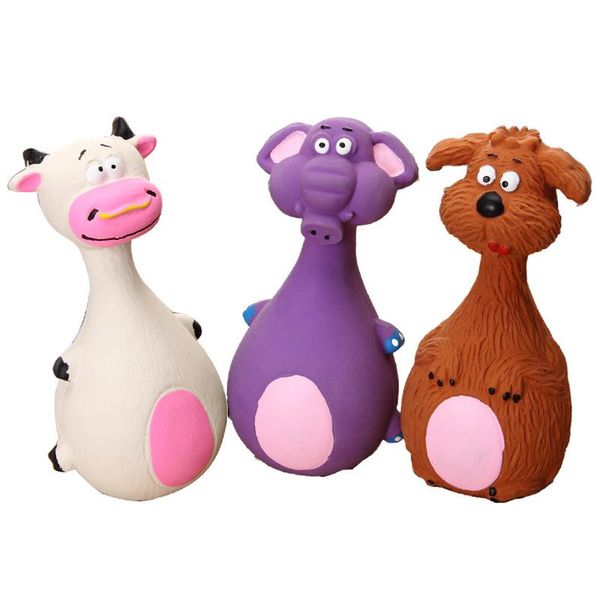 Fofo animal de estimação brinquedos látex squeaky sadio brinquedos vaca vaca resistente à mordida filhote de cachorro brinquedo mastigar dentes limpeza de pequenos cães médios