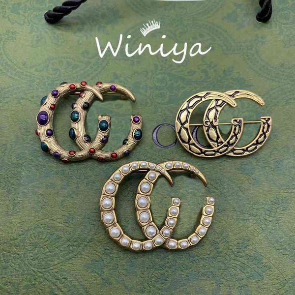 

new letter dripping pearl personalized fashion trend net red same brooch, Gray