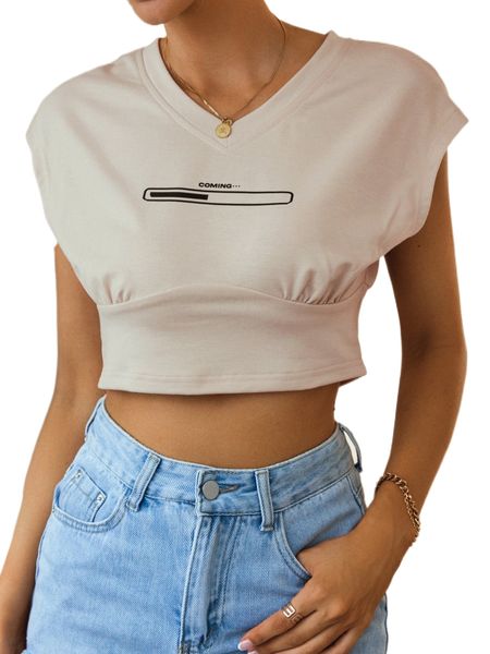 

letter graphic batwing sleeve crop tee h3h5#, White