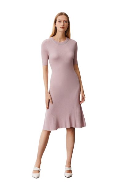 

motf premium wool-mix ribbed sweater dress t6vx#, White;black