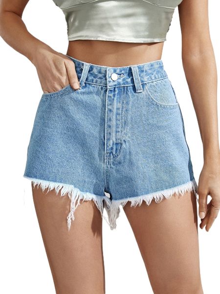 

high waist raw trim denim shorts d7vd#, White;black