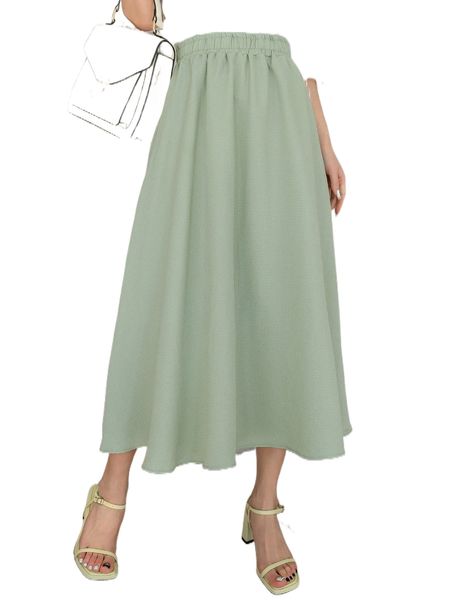 

dazy paper bag waist flare skirt 81pj#, Black