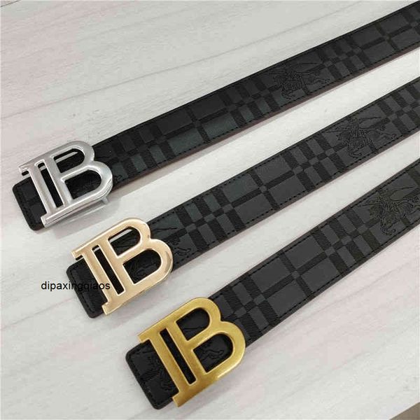 

designer belts luxury burbry 2022 mens leather new tb letter buckle diagonal stripe versatile b-smooth buckle korean leisure business fashio, Black;brown