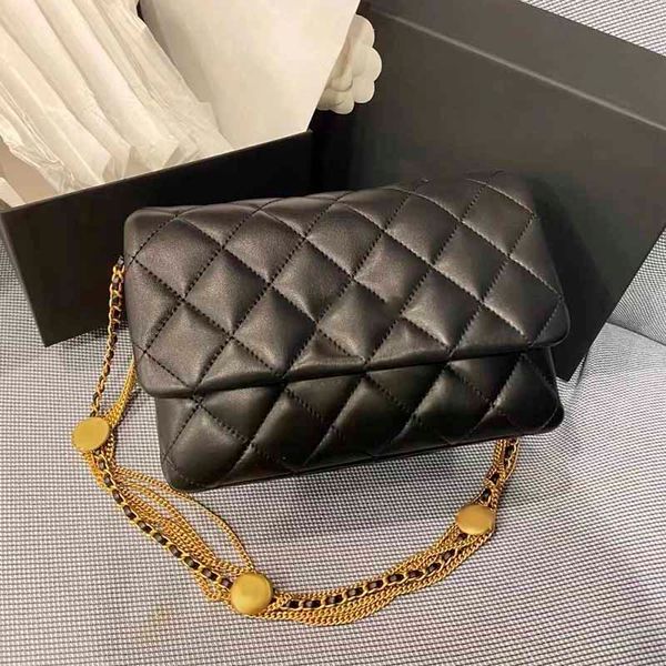

women flap mini shoulder bag vintage black genuine leather handle handbags gold metal hardware coins chain diamond quilting french designer