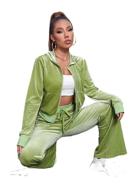 

1pc velvet zip up hoodie q0u2#, Black