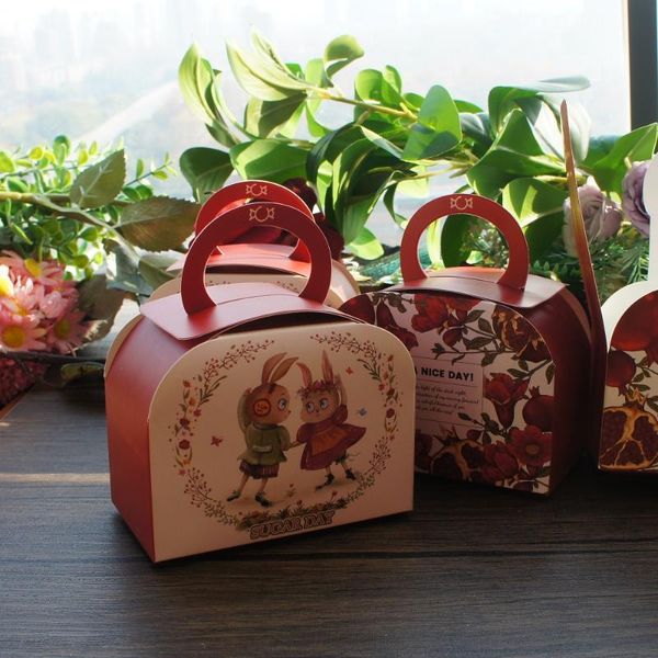 Подарочная упаковка Красная любовь танцевать цветочная бумажная коробка как свадебная благосклонность шоколадное печенье конфеты упаковка GiftGift