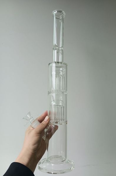 Narghilè Bong da 16 pollici in vetro bianco / trasparente con ciotole Downstem Tree Arm Perc Tubi da fumo per giunto femmina da 18 mm